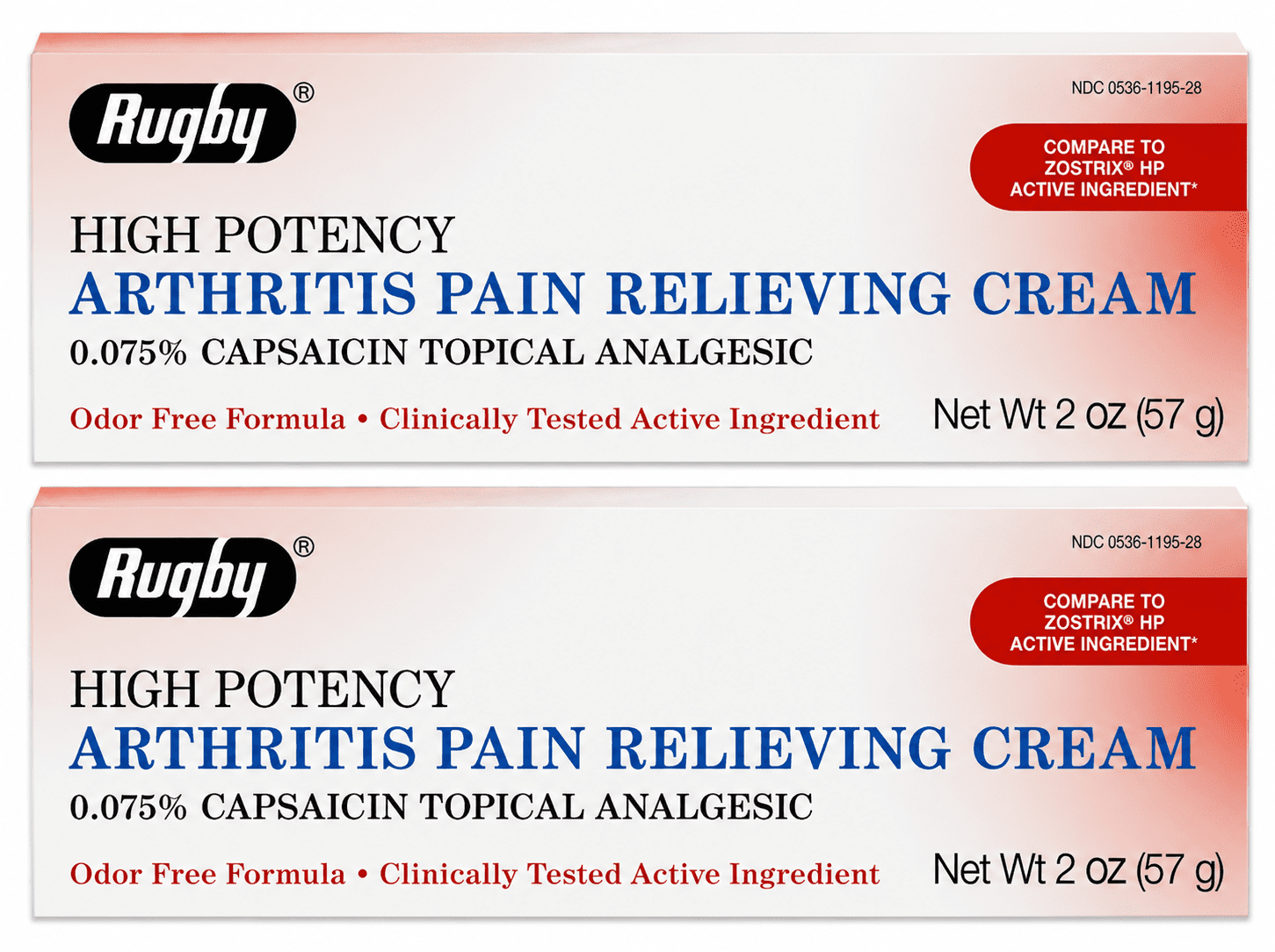 Rugby Capsaicin Cream 0.075% HIGH POTENCY Pain Relief 57gm ( 2 pack )
