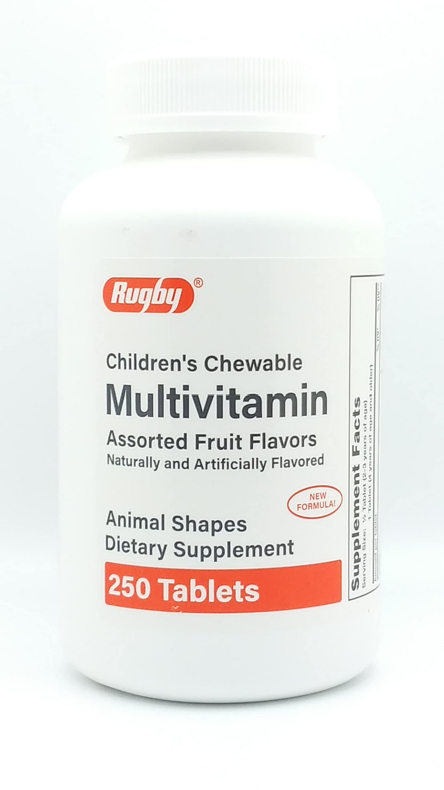 Rugby Children's Chewable Multivitamin Assorted Fruit Flavors Naturally