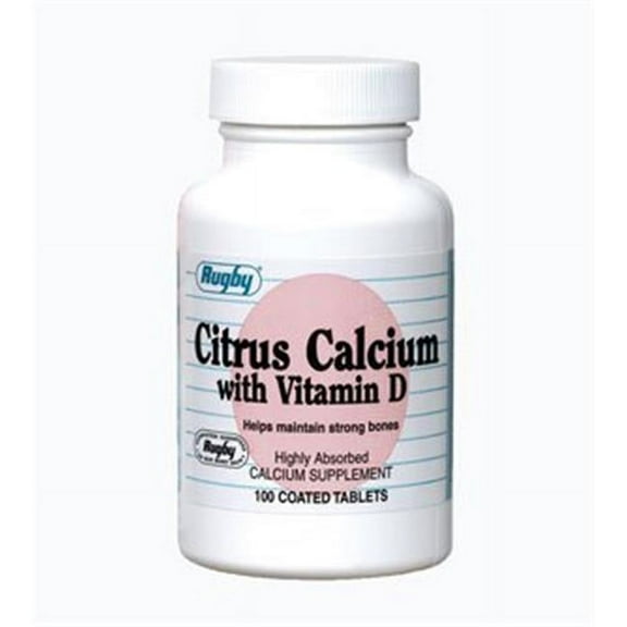 Rugby Citrus Calcium with D Tablets, 100 Count