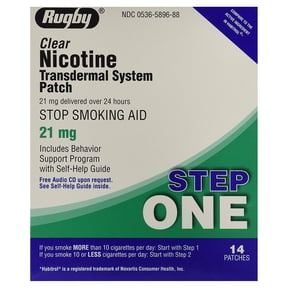 Rugby Nicotine Transdermal Stop Smoking Aid Patch Step One System, 21 mg, 14 Count
