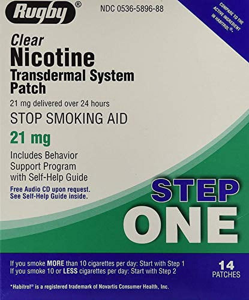 Rugby Clear Nicotine Transdermal System Patch, 21 mg, 14 Count