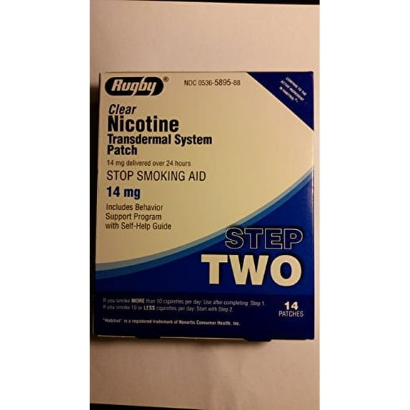 Rugby Clear Nicotine Transdermal System Step 2 ~ 14mg ~ 14 patches *Compare to Habitrol *