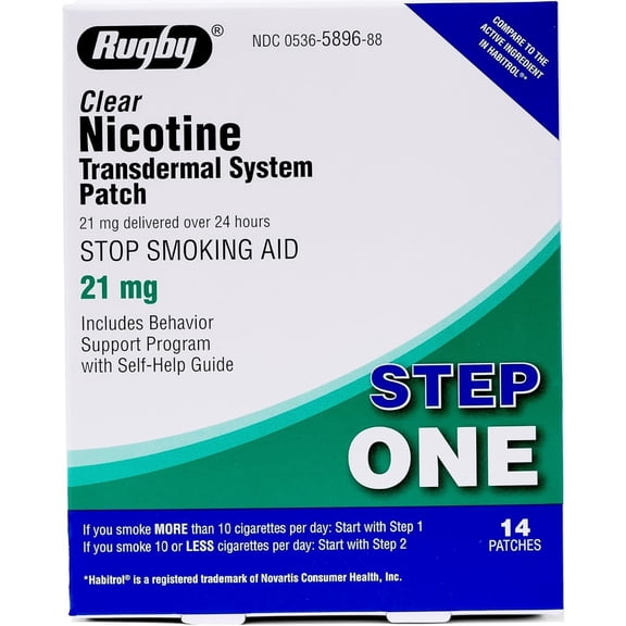 Rugby Clear Transdermal System Patch, 21 mg, 14 Count