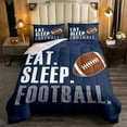 thumbnail image 1 of Rugby Comforter American Football Sports Bedding Set Women Men Blue Eat Sleep Football Comforter Set Ball Games Room Decor Twin Size Quilt Set 2Pcs, 1 of 5