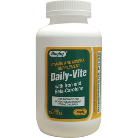 Rugby Daily-Vite Multivitamin Tablets with Iron & Beta-Carotene 1000 Each