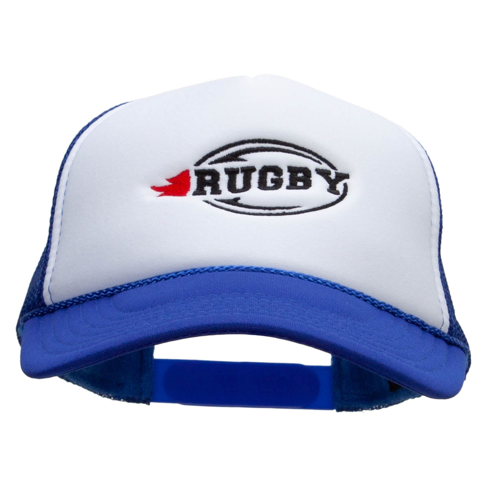 Rugby Embroidered Summer Foam Mesh Trucker Cap - Royal White OSFM ...