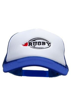 Rugby Embroidered Summer Foam Mesh Trucker Cap - Royal White OSFM