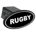 thumbnail image 1 of Rugby Euro Oval White On Black, Sports 2" Oval Tow Trailer Hitch Cover Plug Insert, 1 of 1