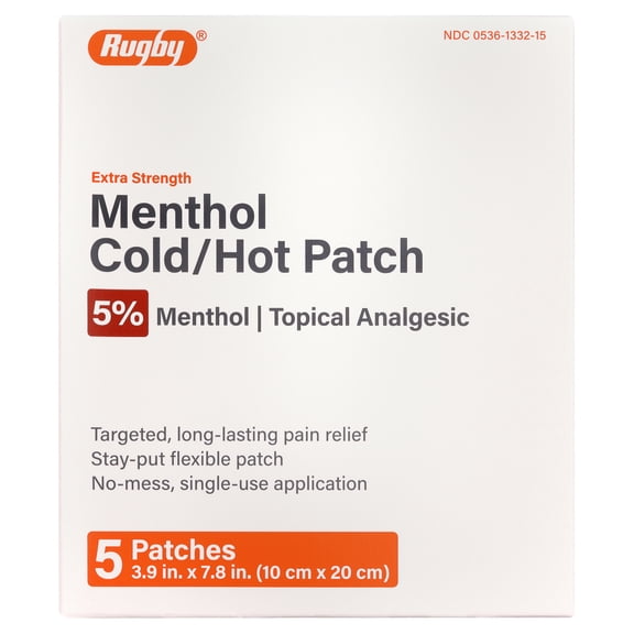 Rugby Extra Strength Topical Analgesic 5% Menthol Cold / Hot Patch - 5 Patches