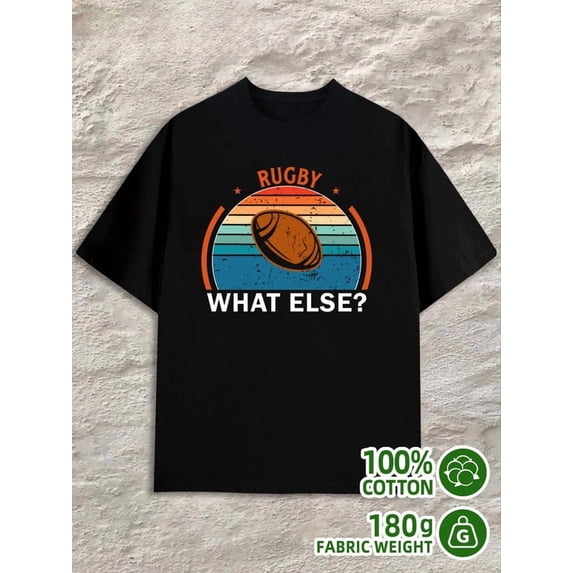 Greenink Rugby Fan Tee men 180G Cotton black Vintage Unisex Shirt Short Sleeve tshirts Original Unisex Shirt Short Sleeve tshirts Funny Unisex Shirt Printed tshirts