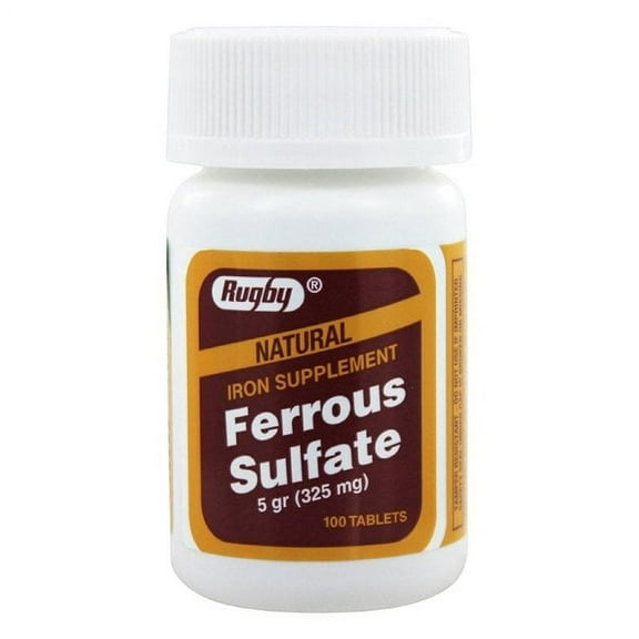 Rugby Ferrous Sulfate Iron Supplement Tablets, 325 mg, 100 Ct