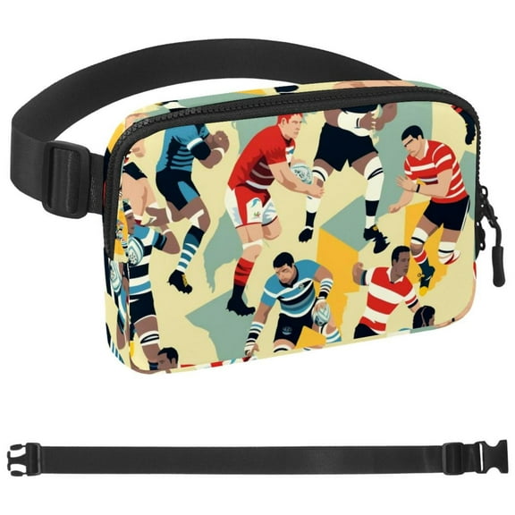 Rugby Football Fanny Pack for Men Women, Crossbody Waist Bag Pack, Belt Bag for Travel Walking Running Hiking Cycling, Easy Carry Any Phone, Wallet