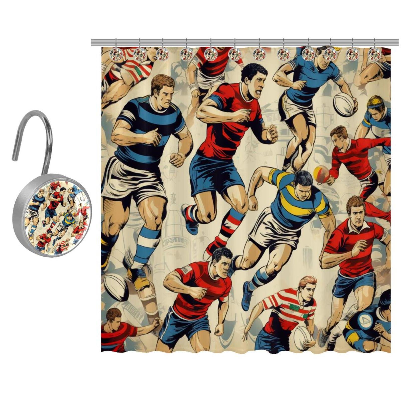 Rugby Football Shower Curtain Set for Bathroom - Walmart.com