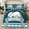 thumbnail image 1 of Rugby Football Team Fitted Sheet For Sports Bed Set,American Football Cool Sports Bed Sheets Queen Size Football City Bed Set With 2 Pillow Cases, (Philadelphia)（No Top Sheet）, 1 of 5