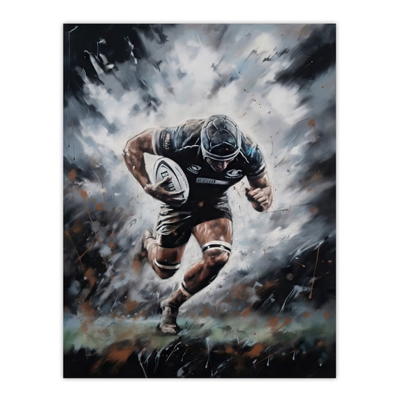 Rugby Forward Powering Through Action Artwork For Him Rugby Fan Man Cave Extra Large XL Wall Art Poster Print