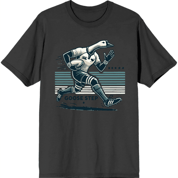 Rugby Goose Step Adult Black Crew Neck Short Sleeve Tee-Medium