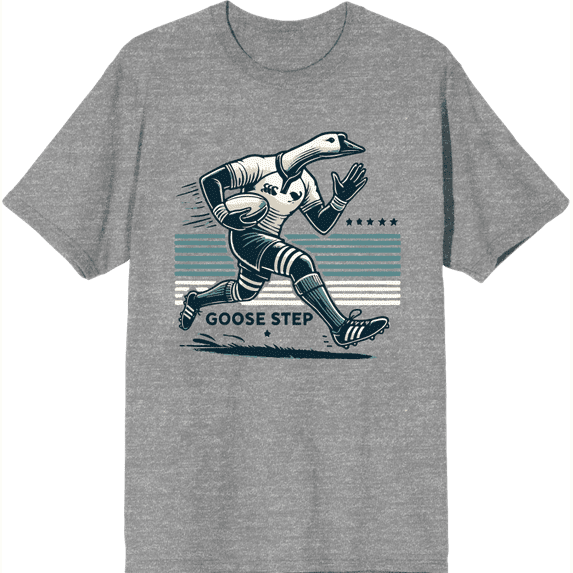 Rugby Goose Step Adult Heather Gray Crew Neck Short Sleeve Tee-Small