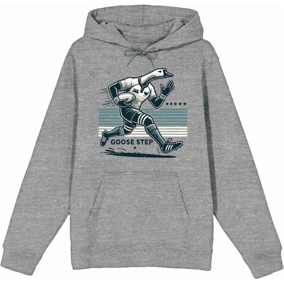 Rugby Goose Step Adult Heather Gray Long Sleeve Hoodie-XL