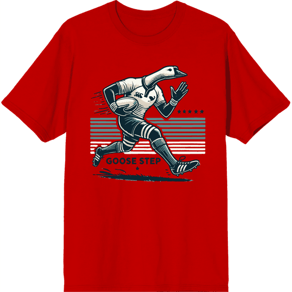 Rugby Goose Step Adult Red Crew Neck Short Sleeve Tee-Large