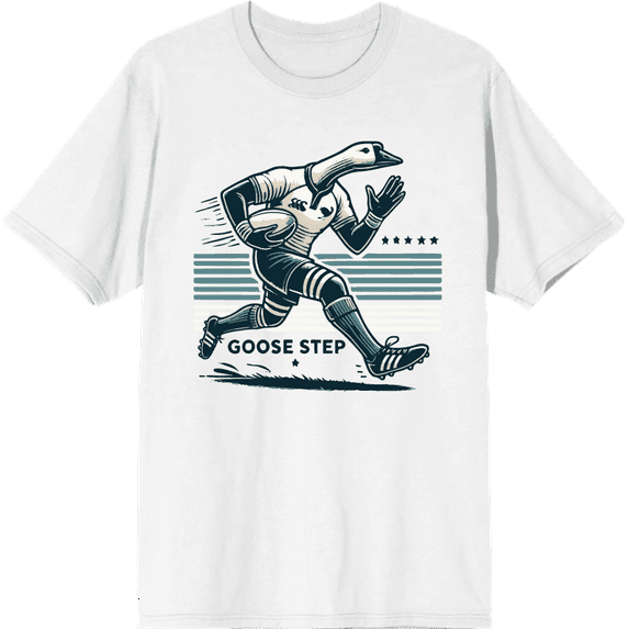 Rugby Goose Step Adult White Crew Neck Short Sleeve Tee-XL