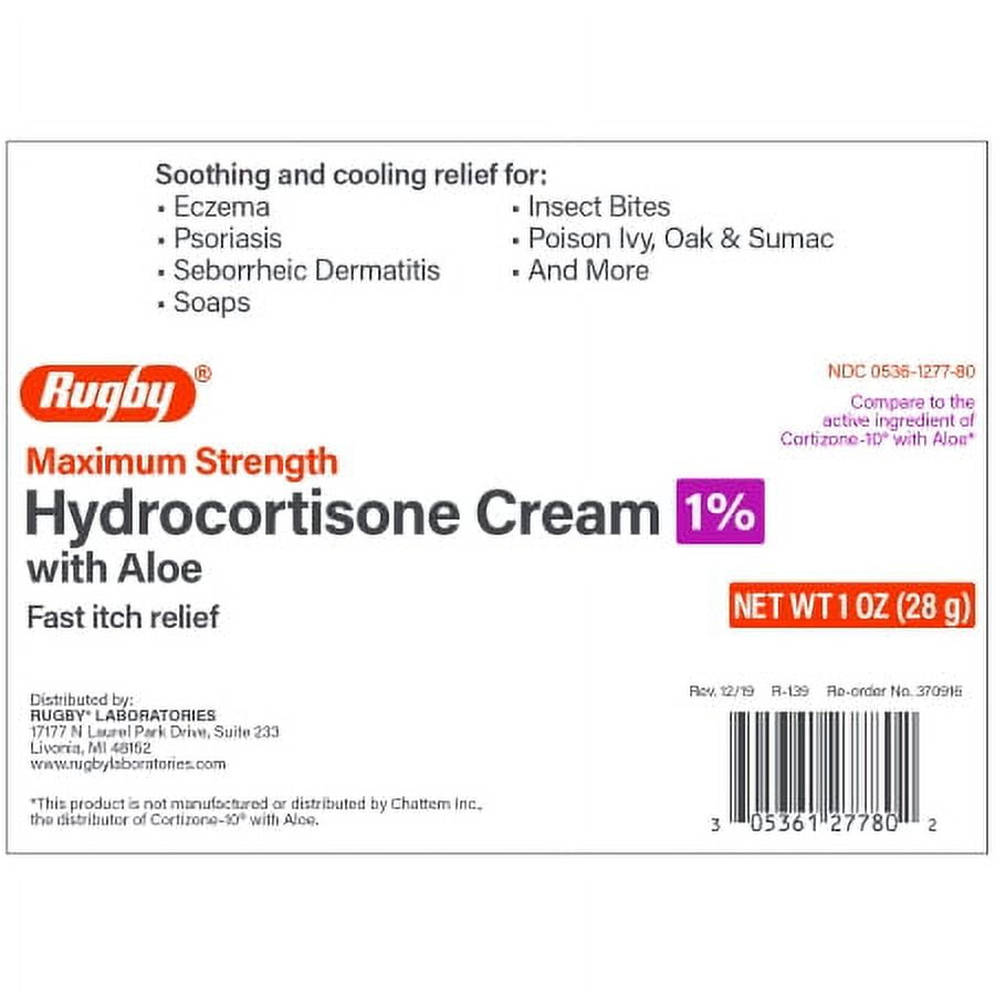 Rugby Hydrocortisone Itch Relief 1 Strength Cream 1 oz. Tube Pack of 3