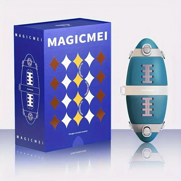 Rugby Insulated Mug Sports Water Bottle, Leak-Proof Squeeze And Shock-Proof