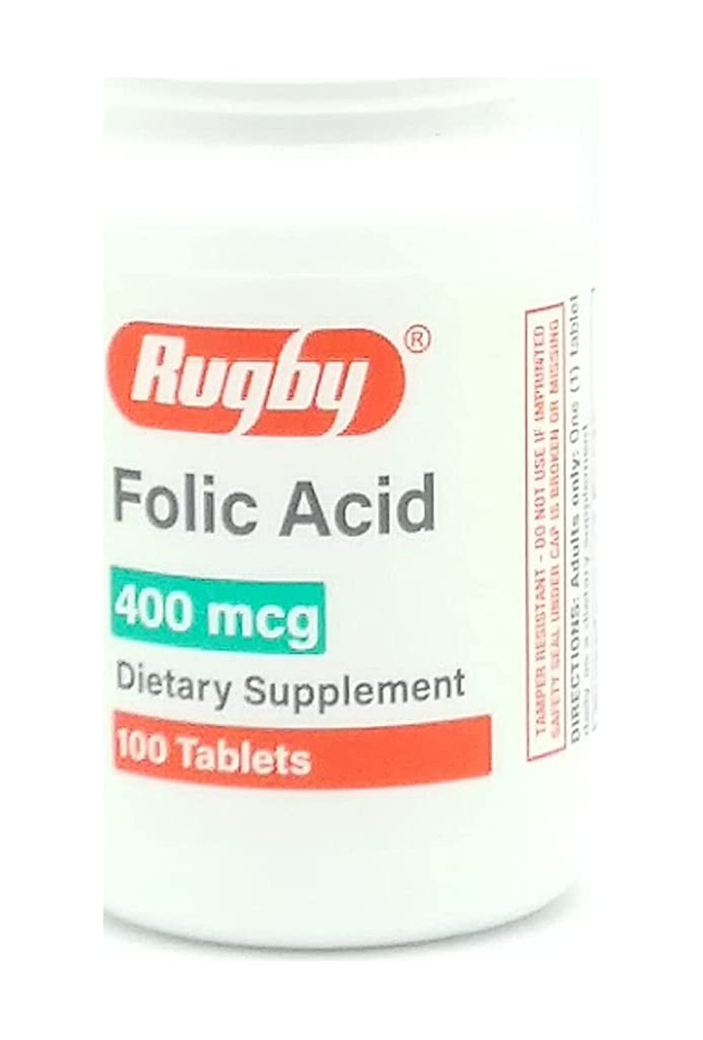 Rugby Laboratories Folic Acid 400 mcg Vitamin B9 Folate Daily Dietary