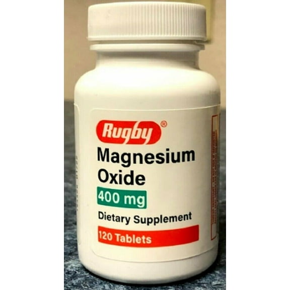 Rugby Magnesium Oxide Dietary Supplement Gluten Free Tablets 400 mg 120 Count