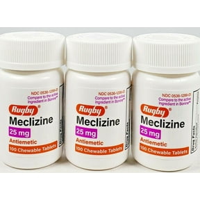 Rugby Meclizine Anti Nausea Tablets for Vertigo and Travel Sickness, 25mg, 100 Count