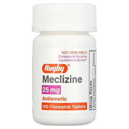 Rugby Meclizine Hydrochloride 25 mg. Tablets (100)