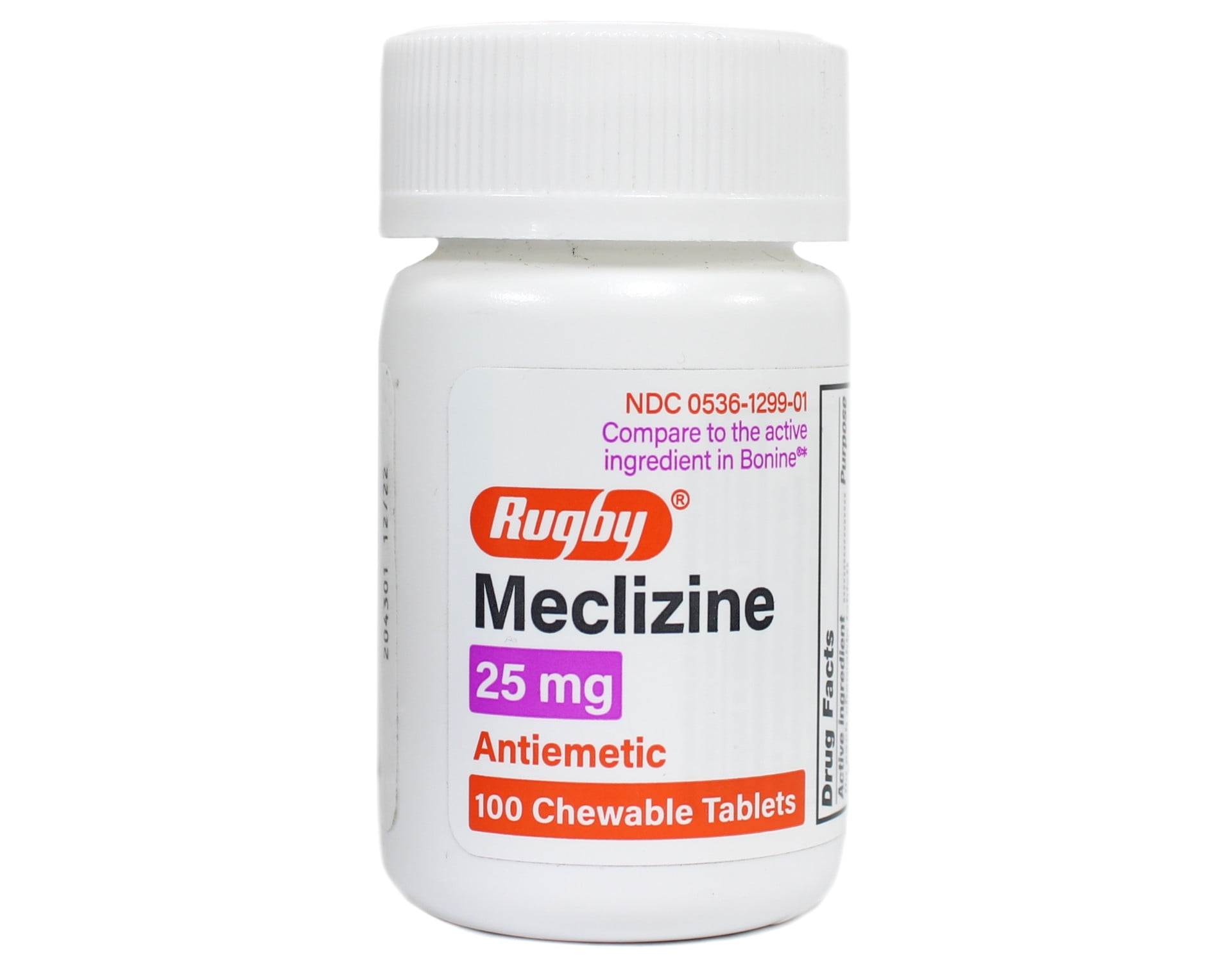 Rugby Meclizine Nausea Relief 25 mg Strength Chewable Tablet 100 Per Bottle Sold by 2