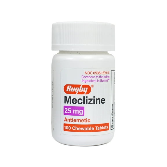 Rugby Meclizine Nausea Relief 25 mg Strength Chewable Tablet Sold by 100 Per Bottle