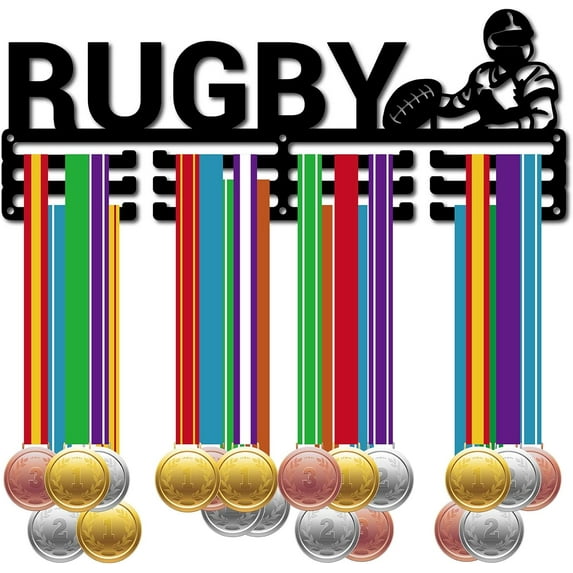 Rugby Medal Hanger Display Medal Holder Rack Frame Sports Metal Hanging Athlete Awards Iron Wall Mount Decor Over 60 Medals