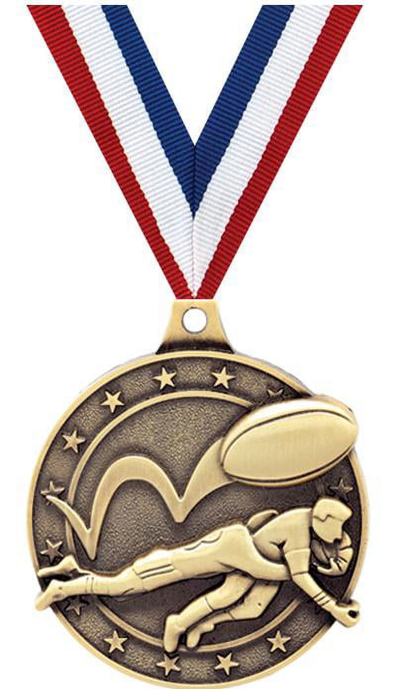 Rugby Medals, 2" Gold Diecast Rugby Medal Award 100 Pack