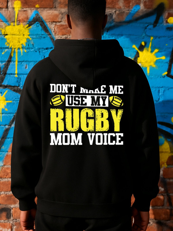 Rugby Mom Voice graphic hoodies Exercise mens polyester black Drawstring Comfortable Oversized Hooded Pullover Sweatshirt elegant comfortable gym Dumbbell Fashion Unisex hoodie
