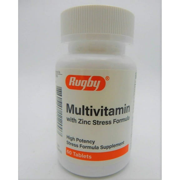Rugby 80681011200 Multivitamin With Zinc Stress Formula Bottle of 60 Tabs