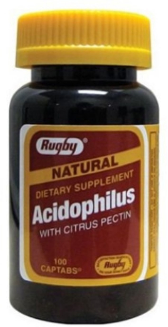 Rugby Natural Acidophilus with Citrus Pectin Dietary Supplement Captabs