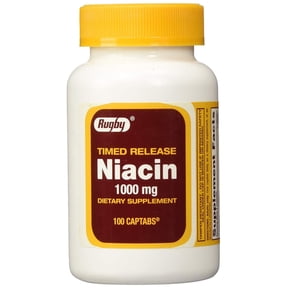 Rugby Niacin 1000 mg Tablets Vitamin B3 Dietary Supplement, 100 Tablets per Bottle (Pack of 2, Total 200 Tablets)