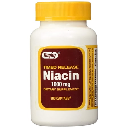 Rugby Niacin 1000 mg Tablets – Vitamin B3 Dietary Supplement, 100 Tablets per Bottle (Pack of 2, Total 200 Tablets)