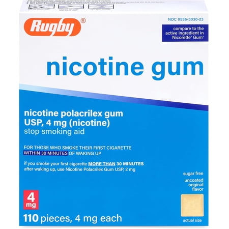 Rugby Nicotine Polacrilex Gum, 4 mg, 110 Count