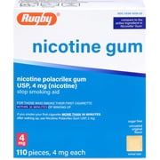 Rugby Polacrilex 4mg Nicotine Gum - Original Flavor, Stop Smoking Aid Sugar-Free, 110 Count 1-Pack