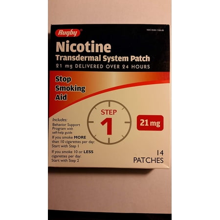 Rugby Nicotine Transdermal System Smoking Aid Patch Step 1 Self Guide, 14Ct