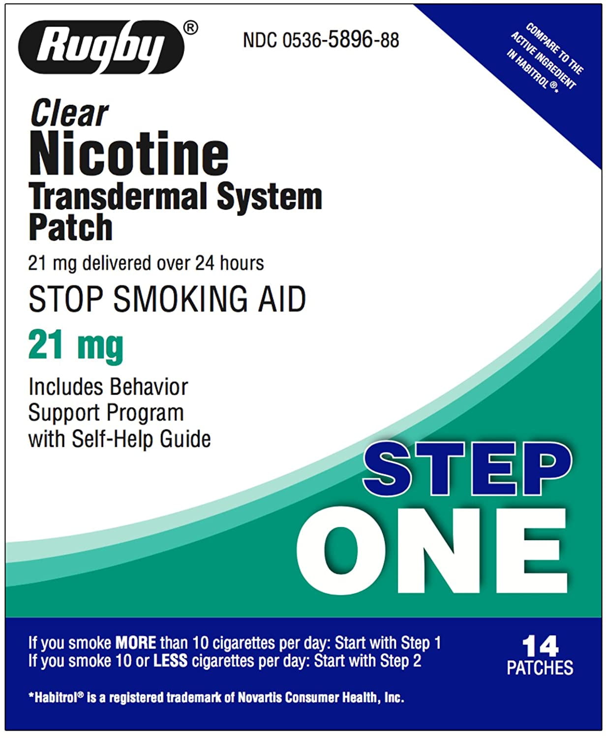 Rugby Nicotine Transdermal System Step 1 (21mg) - 14 Patches by watson Rugby Laboratories (cs)