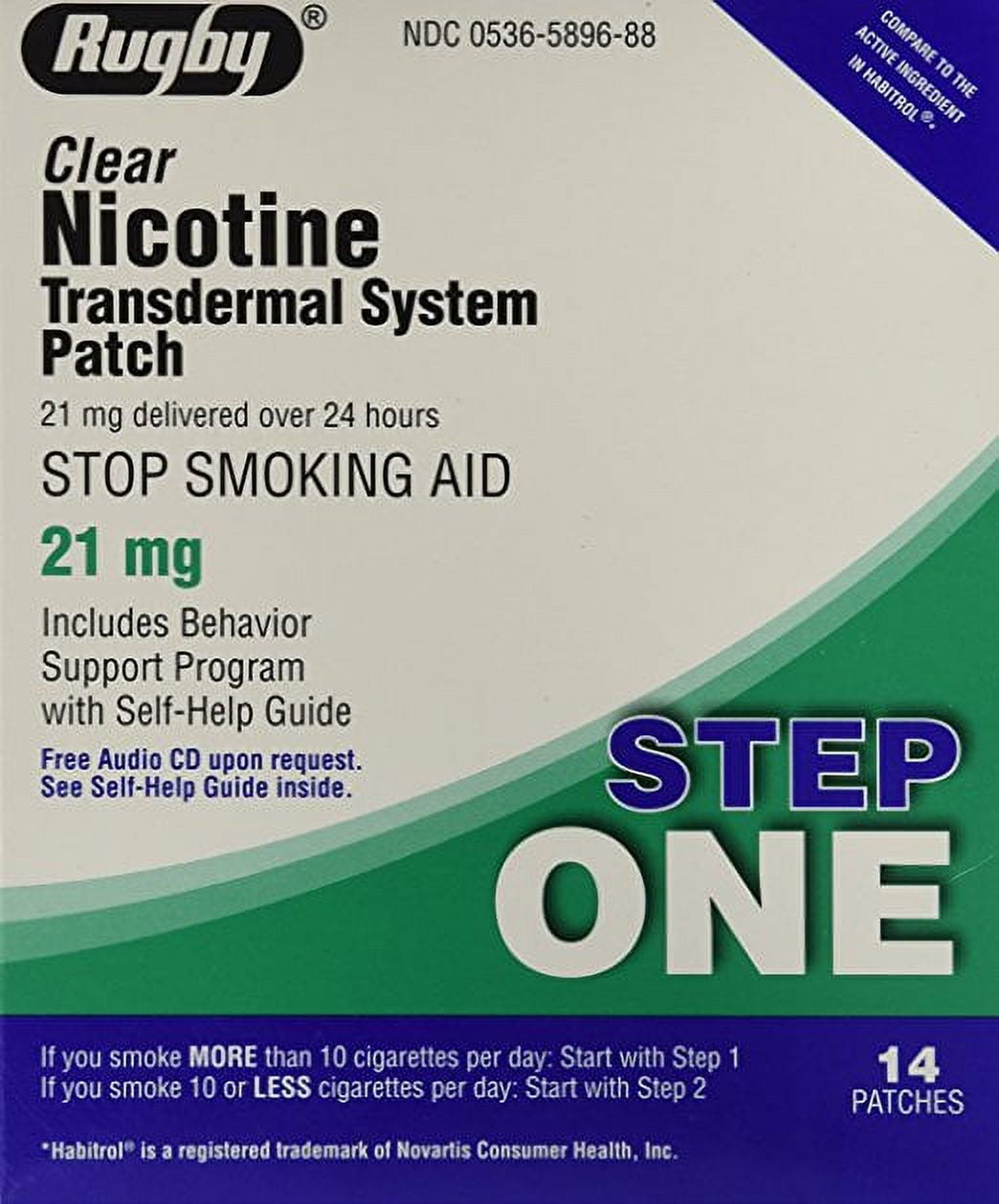 Rugby Nicotine Transdermal System Step One 21mg 14 Patches Each