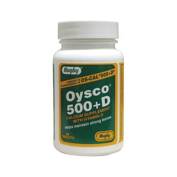 Rugby Oysco 500 + D Calcium Supplement Tablets, 60 Count