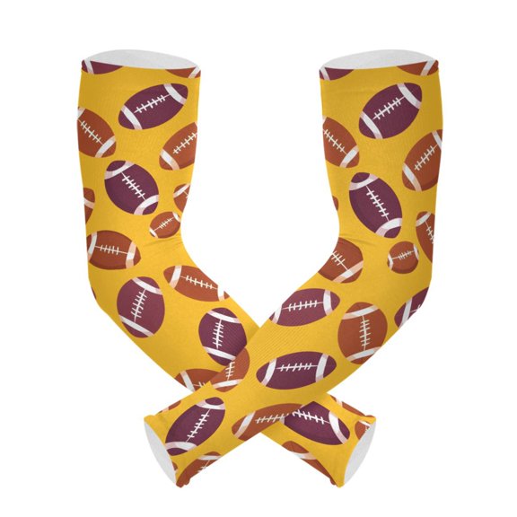Rugby Pattern UV Protection Cooling Arm Sleeves, Compression Sun Sleeves for Men Women Sports