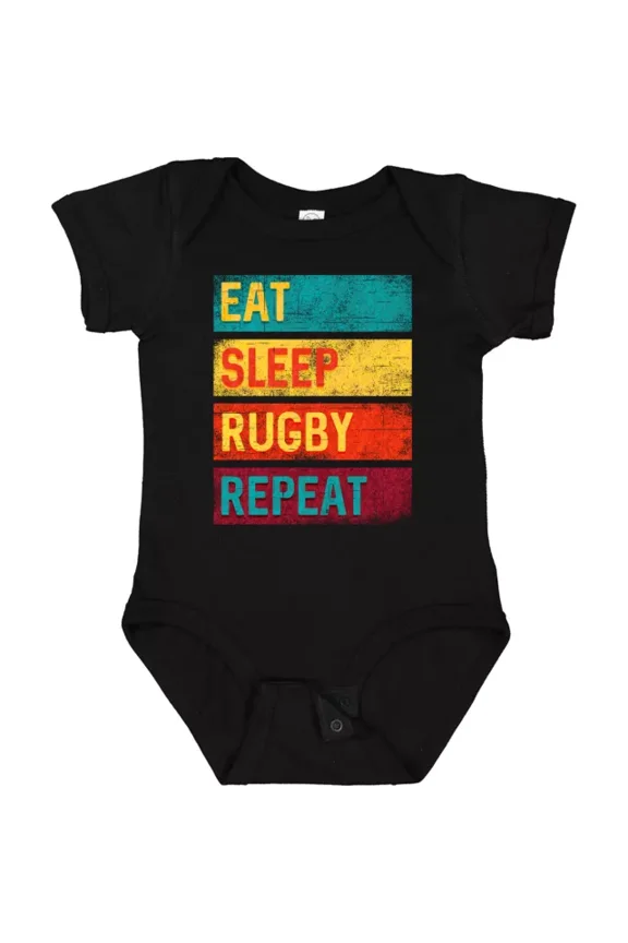 Rugby Player Eat Sleep Rugby Repeat Baby Bodysuit Fan Football Infant Bodysuit Cute Baby Onesie, BABY BODYSUIT LAT 4424