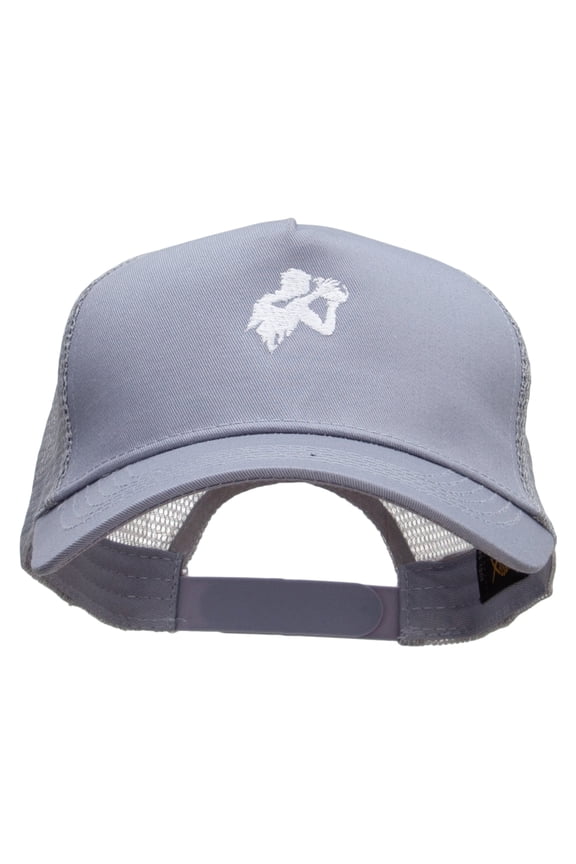 Rugby Player Five Panels Pro Style Trucker Mesh Cap - Grey OSFM