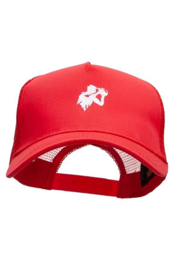 Rugby Player Five Panels Pro Style Trucker Mesh Cap - Red OSFM
