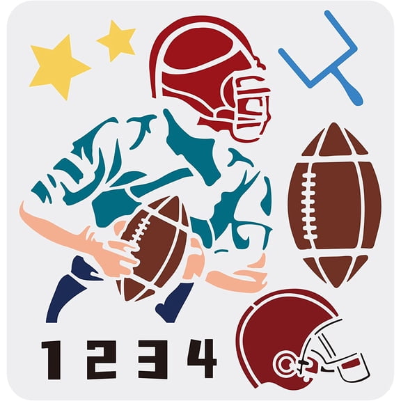 Rugby Players Stencil 11.8x11.8inch Rugby Stencils for Painting Reusable Rugby Football Drawing Stencil Plastic Rugby Stencil for Painting on Wall Canvas Furniture and Paper White